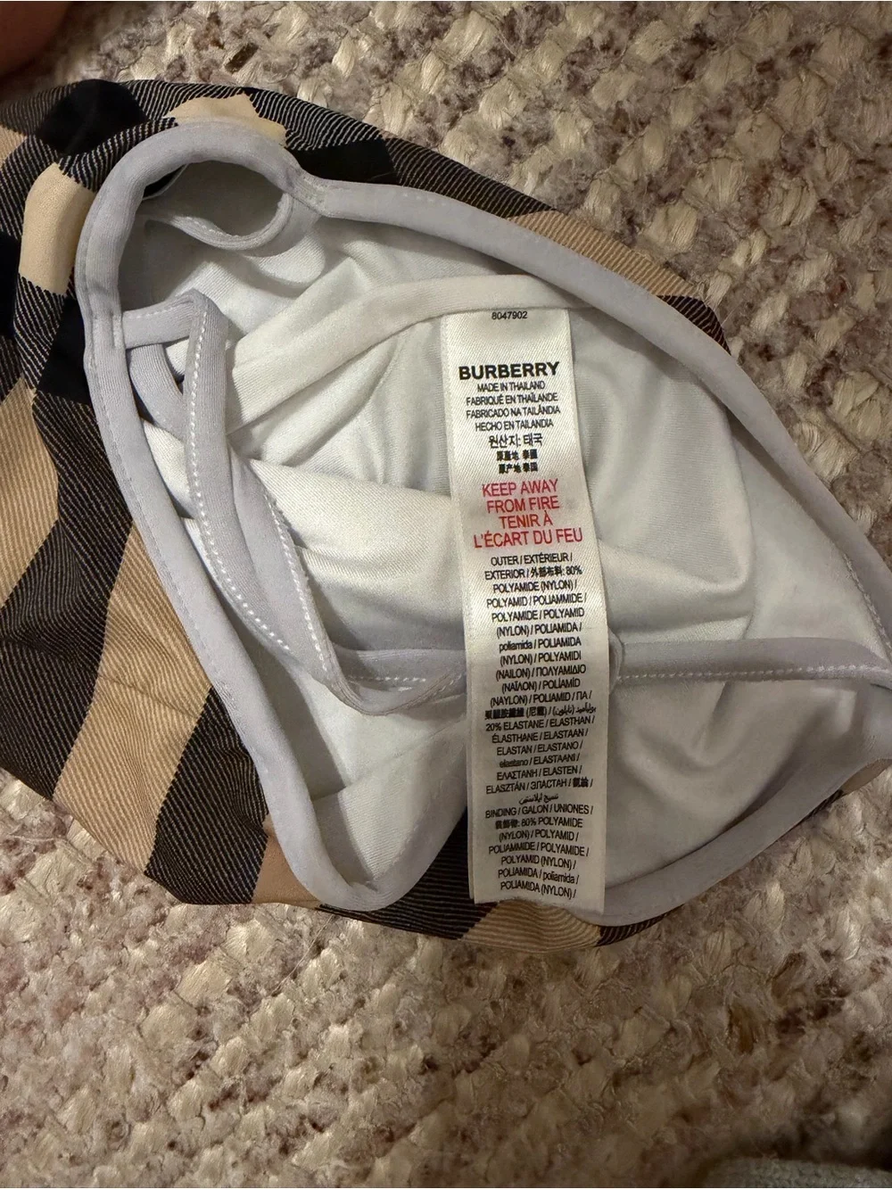 Burberry Beige, Black and White Check One-Piece Swimwear